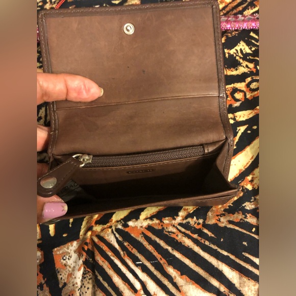 Coach Vintage Brown Leather Multifunction Compact Wallet Keychain - Picture 7 of 8